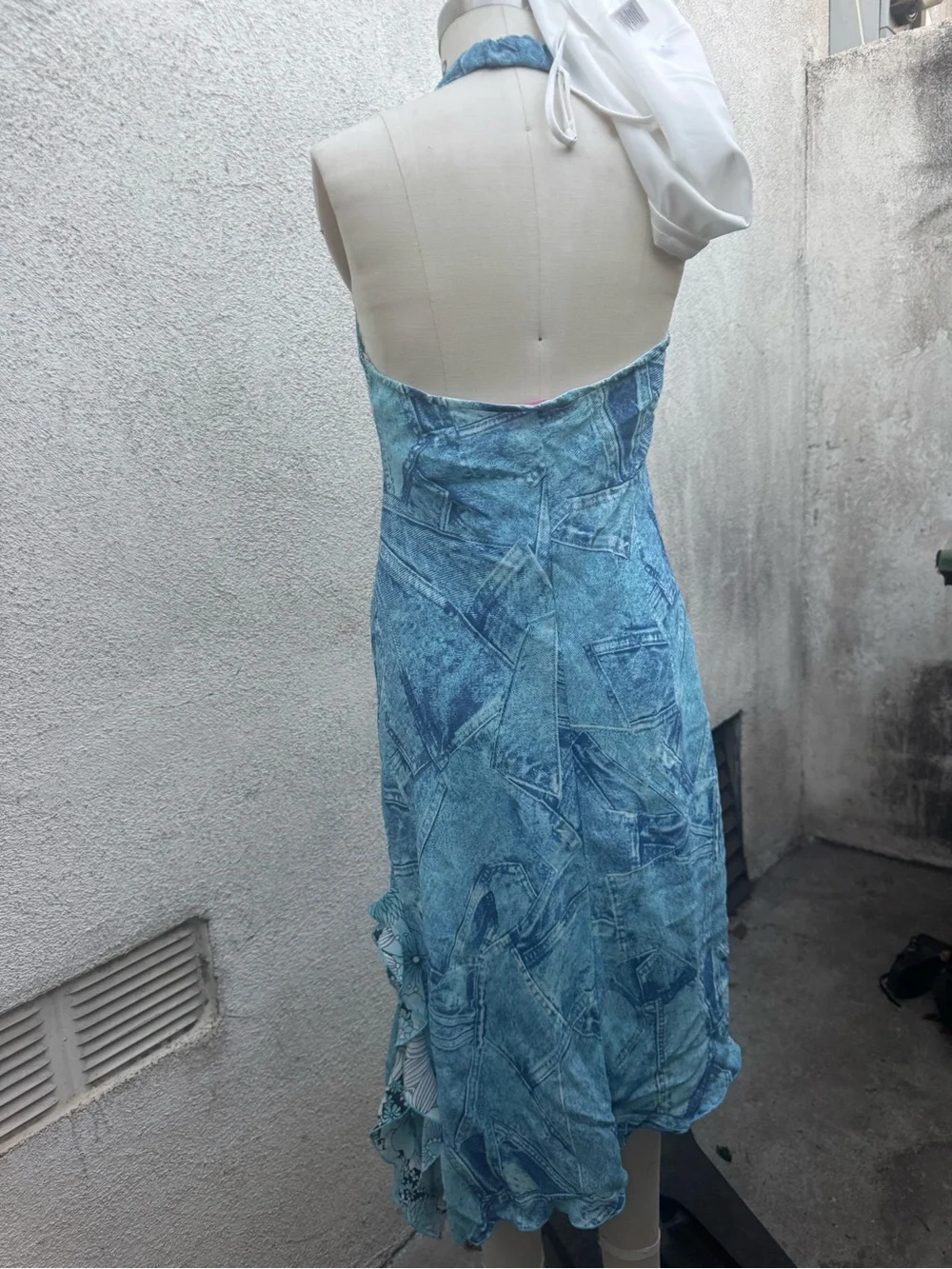 Y2K Blue Floral Halter Slip Dress Jonathan Martin